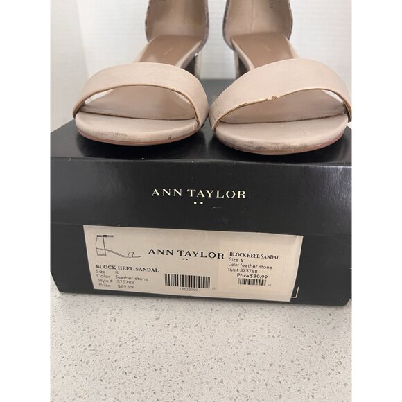 Ann Taylor Sandal Size 8 Gold Block Heel Ankle Strap Faux Snakeskin at Back - Picture 12 of 12